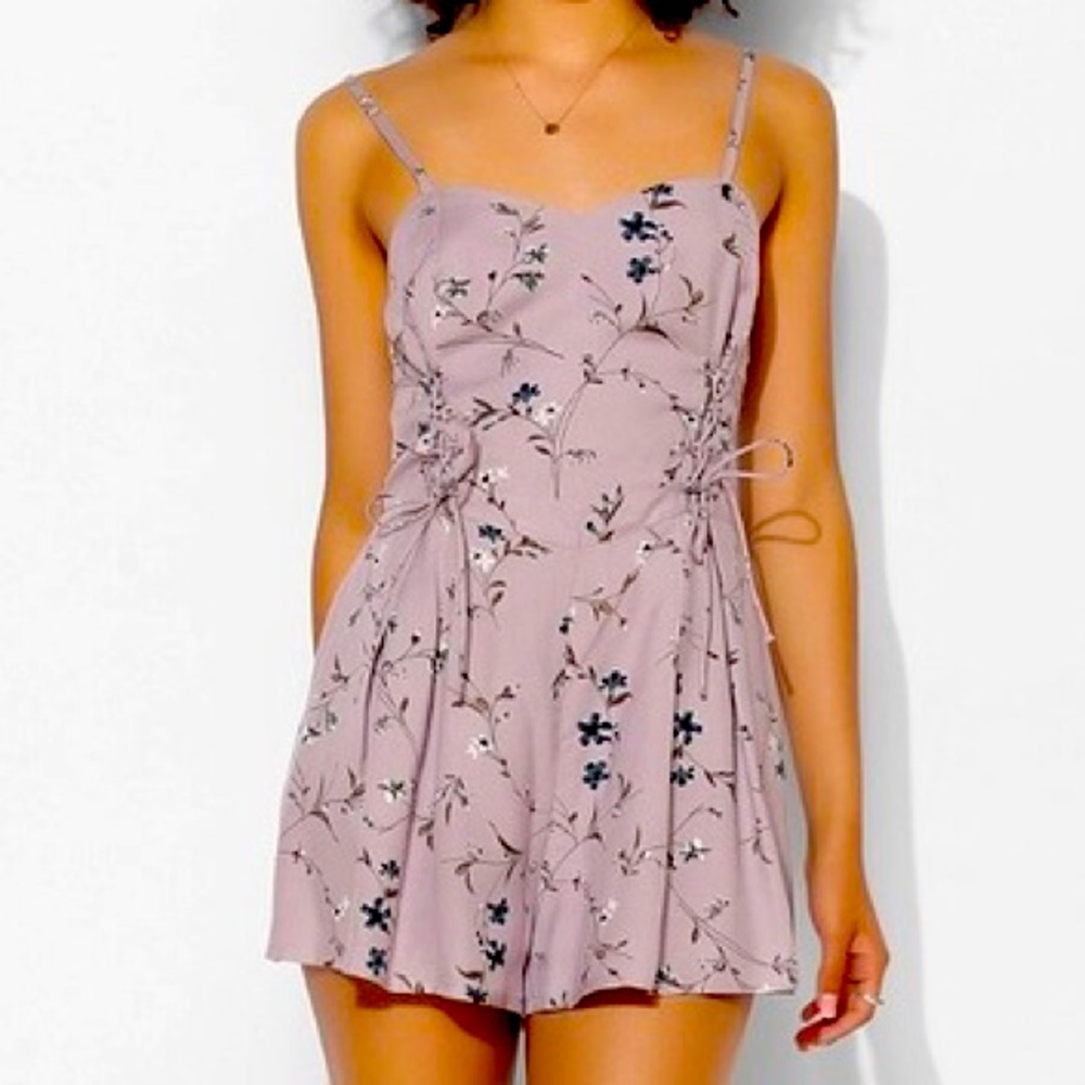 Purple floral romper